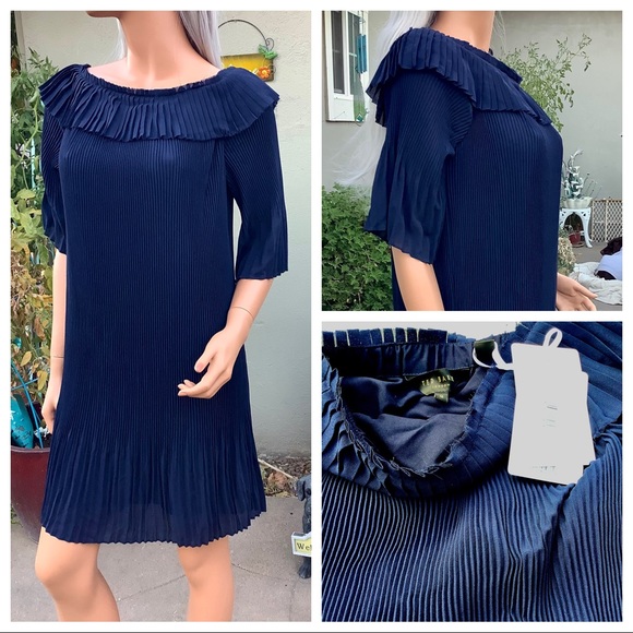 🎉HP NWT Sz6 “Francies Bardot” Ted Baker London Pleated Dress Shoulder Neckline - Picture 16 of 16
